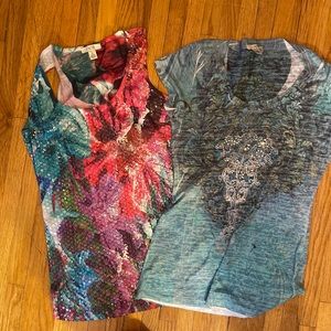 Set of 2 cache sparkly tank top and tshirt